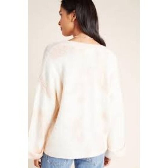 Anthropologie Oversize Maggie Bell Sleeves Knit Pullover Sweater Cream Women's M - Picture 3 of 13